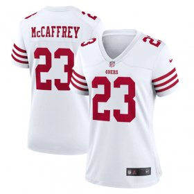Wholesale Cheap Women\'s NFL San Francisco 49ers #23 Christian McCaffrey White Stitched Game Jersey(Run Small)
