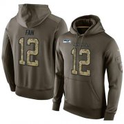 Wholesale Cheap NFL Men's Nike Seattle Seahawks #12 Fan Stitched Green Olive Salute To Service KO Performance Hoodie