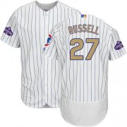 Wholesale Cheap Cubs #27 Addison Russell White(Blue Strip) Flexbase Authentic 2017 Gold Program Stitched MLB Jersey