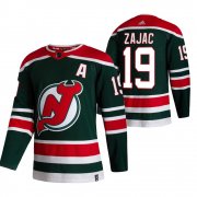 Wholesale Cheap New Jersey Devils #19 Travis Zajac Green Men's Adidas 2020-21 Reverse Retro Alternate NHL Jersey