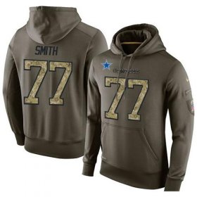 Wholesale Cheap NFL Men\'s Nike Dallas Cowboys #77 Tyron Smith Stitched Green Olive Salute To Service KO Performance Hoodie
