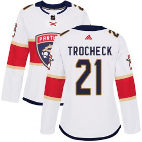 Wholesale Cheap Adidas Panthers #21 Vincent Trocheck White Road Authentic Women\'s Stitched NHL Jersey