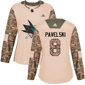Wholesale Cheap Adidas Sharks #8 Joe Pavelski Camo Authentic 2017 Veterans Day Women\'s Stitched NHL Jersey
