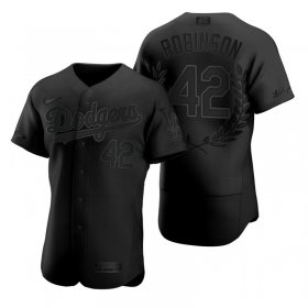 Wholesale Cheap Men\'s Los Angeles Dodgers #42 Jackie Robinson Black Nike Flexbase Fashion Jersey