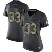 Wholesale Cheap Nike Jets #33 Jamal Adams Black Women's Stitched NFL Limited 2016 Salute to Service Jersey