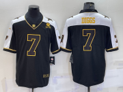 Wholesale Cheap Men's Dallas Cowboys #7 Trevon Diggs Black Gold Thanksgiving With Patch Stitched Jersey
