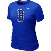 Wholesale Cheap Women's MLB Boston Red Sox Heathered Nike Blended T-Shirt Blue