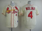 Wholesale Cheap Cardinals #4 Yadier Molina Cream Alternate Cool Base Stitched MLB Jersey