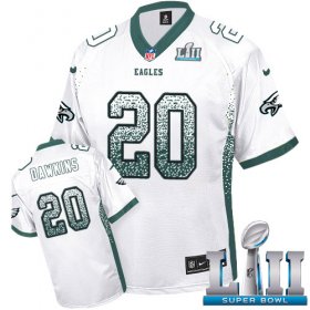 Wholesale Cheap Nike Eagles #20 Brian Dawkins White Super Bowl LII Men\'s Stitched NFL Elite Drift Fashion Jersey