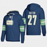 Wholesale Cheap Vancouver Canucks #27 Ben Hutton Blue adidas Lace-Up Pullover Hoodie