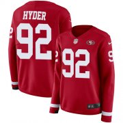 Wholesale Cheap Nike 49ers #92 Kerry Hyder Red Team Color Women's Stitched NFL Limited Therma Long Sleeve Jersey