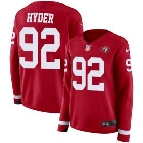 Wholesale Cheap Nike 49ers #92 Kerry Hyder Red Team Color Women\'s Stitched NFL Limited Therma Long Sleeve Jersey