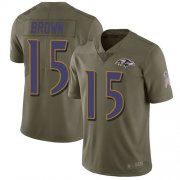 Wholesale Cheap Nike Ravens #15 Marquise Brown Olive Men's Stitched NFL Limited 2017 Salute To Service Jersey