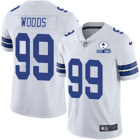 Wholesale Cheap Nike Cowboys #99 Antwaun Woods White Men\'s Stitched With Established In 1960 Patch NFL Vapor Untouchable Limited Jersey