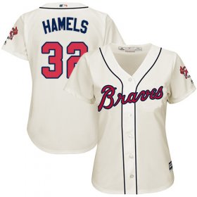 Wholesale Cheap Braves #32 Cole Hamels Cream Alternate Women\'s Stitched MLB Jersey