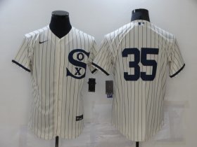 Wholesale Cheap Men\'s Chicago White Sox #35 Frank Thomas 2021 Cream Navy Field of Dreams Flex Base Stitched Jersey