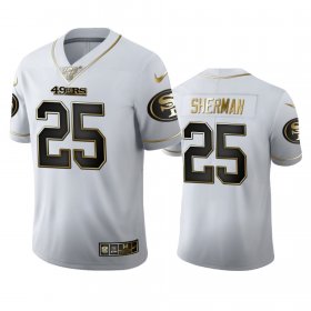 Wholesale Cheap San Francisco 49ers #25 Richard Sherman Men\'s Nike White Golden Edition Vapor Limited NFL 100 Jersey