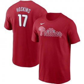 Wholesale Cheap Philadelphia Phillies #17 Rhys Hoskins Nike Name & Number T-Shirt Red