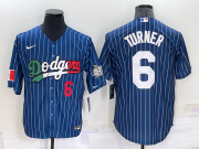 Wholesale Cheap Men's Los Angeles Dodgers #6 Trea Turner Number Navy Blue Pinstripe 2020 World Series Cool Base Nike Jersey