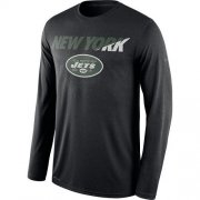 Wholesale Cheap Men's New York Jets Nike Black Legend Staff Practice Long Sleeves Performance T-Shirt