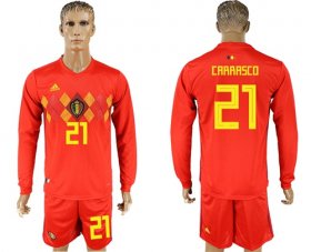 Wholesale Cheap Belgium #21 Carrasco Red Home Long Sleeves Soccer Country Jersey