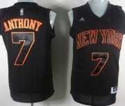 Wholesale Cheap New York Knicks #7 Carmelo Anthony All Black With Orange Fashion Jersey