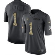 Wholesale Cheap Nike Saints #1 Who Dat Black Men's Stitched NFL Limited 2016 Salute To Service Jersey