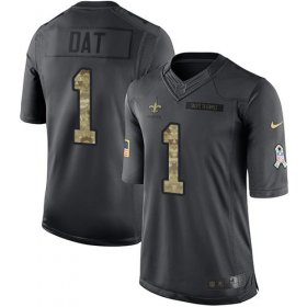 Wholesale Cheap Nike Saints #1 Who Dat Black Men\'s Stitched NFL Limited 2016 Salute To Service Jersey