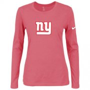 Wholesale Cheap Women's Nike New York Giants Of The City Long Sleeve Tri-Blend NFL T-Shirt Pink