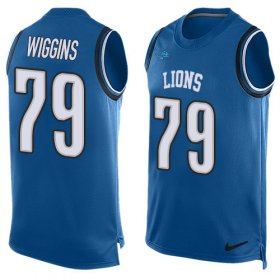 Wholesale Cheap Nike Lions #79 Kenny Wiggins Blue Team Color Men\'s Stitched NFL Limited Tank Top Jersey