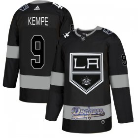 Wholesale Cheap Adidas Kings X Dodgers #9 Adrian Kempe Black Authentic City Joint Name Stitched NHL Jersey