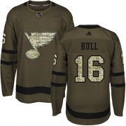 Wholesale Cheap Adidas Blues #16 Brett Hull Green Salute to Service Stitched NHL Jersey