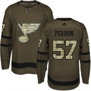 Wholesale Cheap Adidas Blues #57 David Perron Green Salute to Service Stitched NHL Jersey