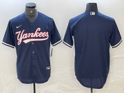 Cheap Men's New York Yankees Blank Navy Blue 2024 Cool Base Stitched Jersey