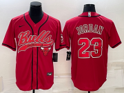 Wholesale Cheap Men's Chicago Bulls #23 Michael Jordan Red With Patch Cool Base Stitched Baseball Jersey