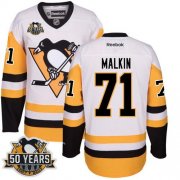 Wholesale Cheap Penguins #71 Evgeni Malkin White/Black CCM Throwback 50th Anniversary Stitched NHL Jersey