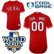 Wholesale Cheap Rangers Customized Authentic Red Cool Base MLB Jersey w/2010 World Series Patch (S-3XL)
