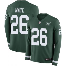 Wholesale Cheap Nike Jets #26 Marcus Maye Green Team Color Men\'s Stitched NFL Limited Therma Long Sleeve Jersey