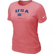 Wholesale Cheap Women's USA Olympics USA Flag Collection Locker Room T-Shirt Pink