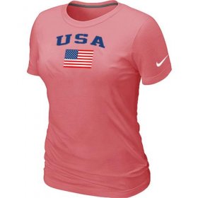 Wholesale Cheap Women\'s USA Olympics USA Flag Collection Locker Room T-Shirt Pink