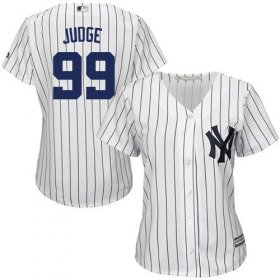 Wholesale Cheap Yankees #99 Aaron Judge White Strip Home Women\'s Stitched MLB Jersey