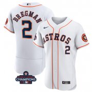 Wholesale Cheap Men's Houston Astros #2 Alex Bregman White 2022 World Series Champions Flex Base Stitched Baseball Jersey