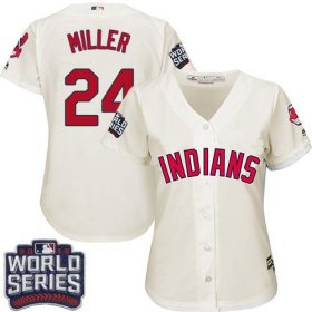 Wholesale Cheap Indians #24 Andrew Miller Cream 2016 World Series Bound Women\'s Alternate Stitched MLB Jersey