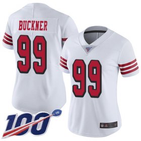 Wholesale Cheap Nike 49ers #99 DeForest Buckner White Rush Women\'s Stitched NFL Limited 100th Season Jersey