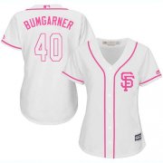Wholesale Cheap Giants #40 Madison Bumgarner White/Pink Fashion Women's Stitched MLB Jersey