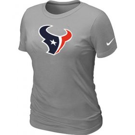 Wholesale Cheap Women\'s Nike Houston Texans Logo NFL T-Shirt Light Grey