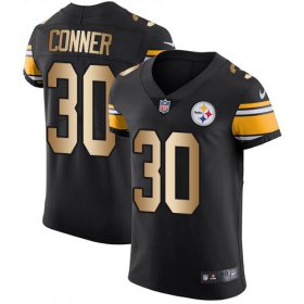 Wholesale Cheap Nike Steelers #30 James Conner Black Team Color Men\'s Stitched NFL Elite Gold Jersey