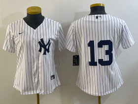 Cheap Women\'s New York Yankees #13 Joey Gallo White No Name Stitched MLB Nike Cool Base Jersey