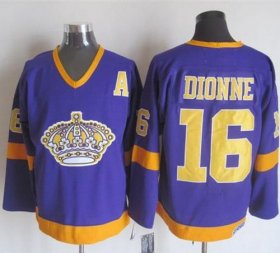 Wholesale Cheap Kings #16 Marcel Dionne Purple/Yellow CCM Throwback Stitched NHL Jersey