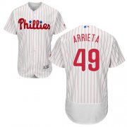 Wholesale Cheap Phillies #49 Jake Arrieta White(Red Strip) Flexbase Authentic Collection Stitched MLB Jersey